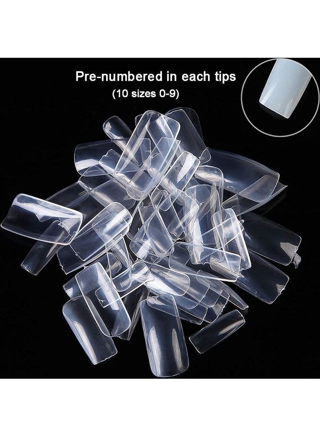 طقم أطراف أظافر صناعية مربعة الشكل مكون من 500 قطعة شفافة - Image 2