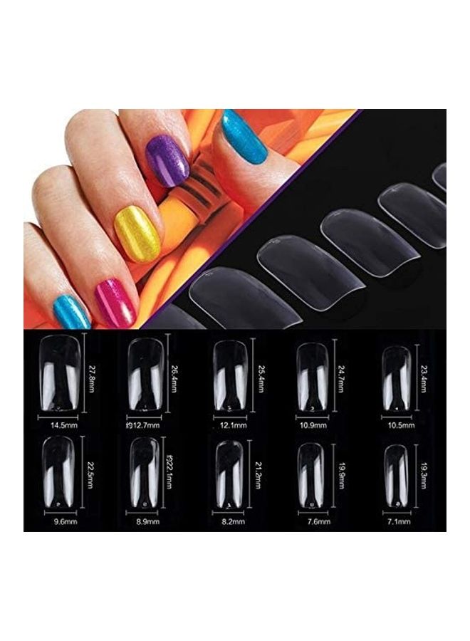 طقم أطراف أظافر صناعية مربعة الشكل مكون من 500 قطعة شفافة - Image 4