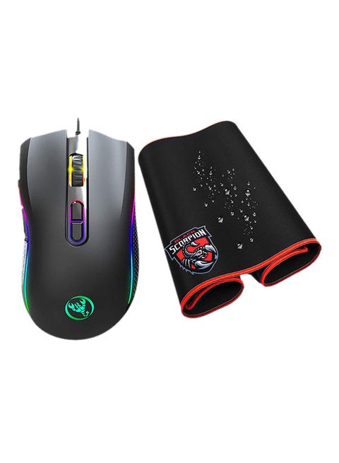 RGB Mouse with X-Large Mouse Pad, Anti slip, Gaming Mouse 3200DPI 7 Button 7 Colors LED Optical -wired