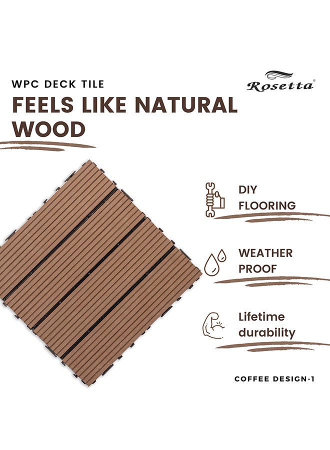 روزيتا بلاط سطح بتصميم متشابك مضاد للماء، من 11 قطعة بني 30x30x2.2سم - Image 3