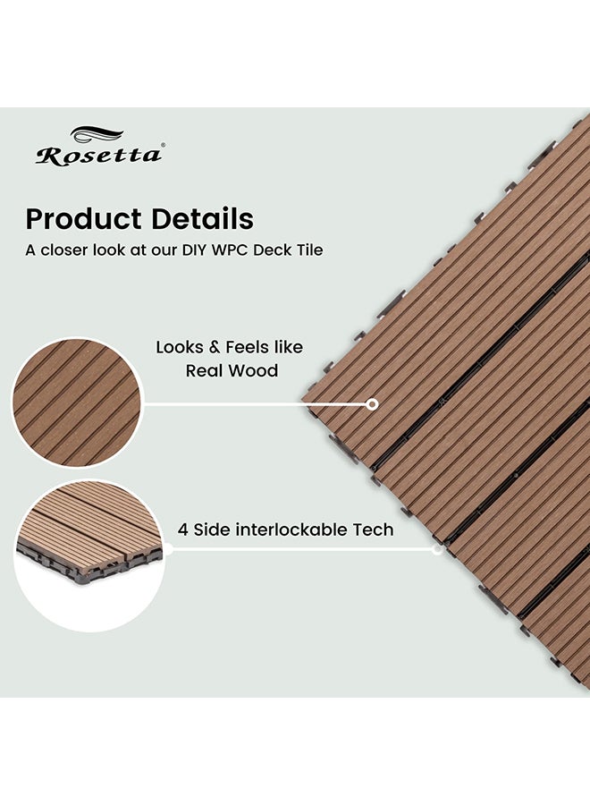 روزيتا بلاط سطح بتصميم متشابك مضاد للماء، من 11 قطعة بني 30x30x2.2سم - Image 5