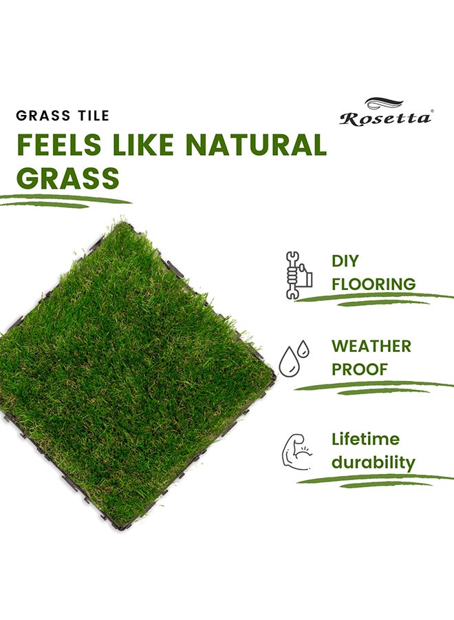روزيتا بلاط عشب صناعي متشابك مكون من 11 قطعة أخضر 30x30x2.2سم - Image 3