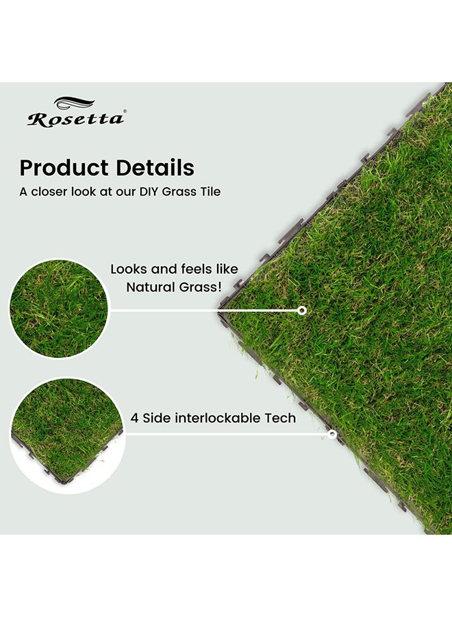 روزيتا بلاط عشب صناعي متشابك مكون من 11 قطعة أخضر 30x30x2.2سم - Image 4