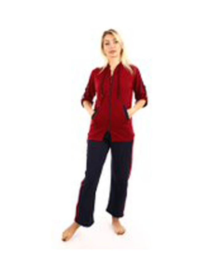 Caesar Likra Trainning Suit With Long Zipper Burgundy 