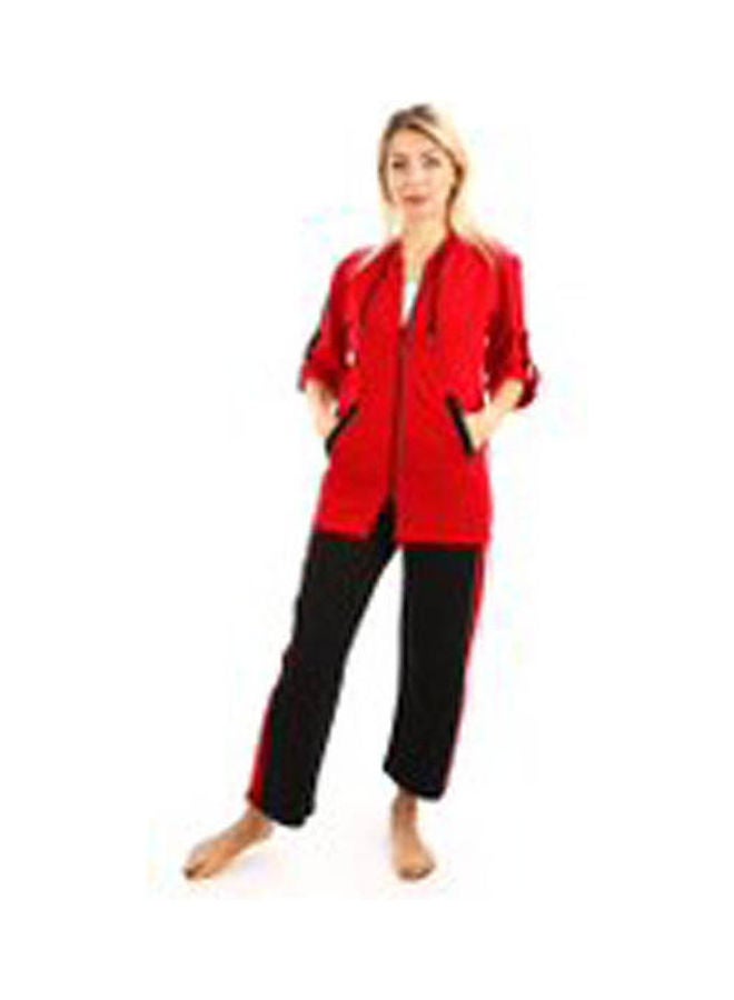 Caesar Likra Trainning Suit With Long Zipper Red 