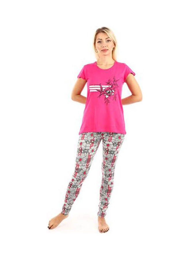 Caesar Printed With Pants Pajama Set Fuchsia  - Image 1
