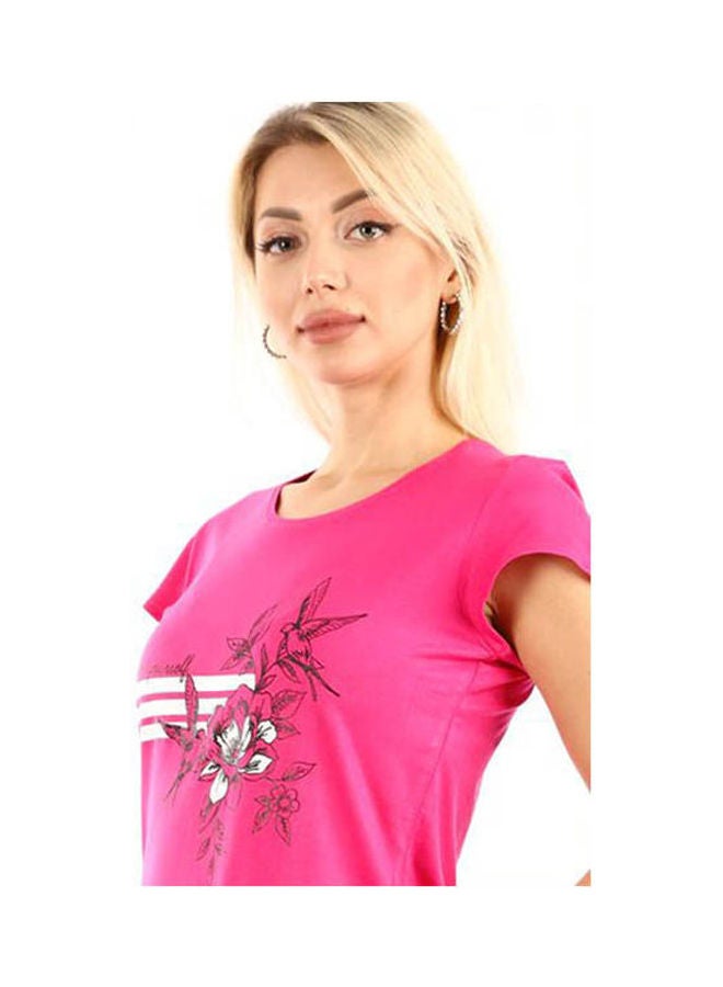 Caesar Printed With Pants Pajama Set Fuchsia  - Image 2