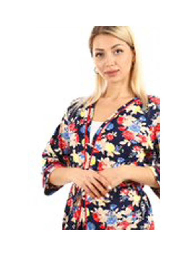 Caesar - Women Flory Robe With Belt Multicolour - Image 1