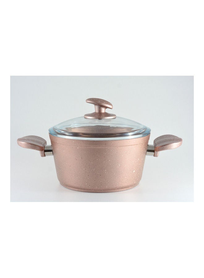 Home Maker - 9-Pieces Galaxy Granitec Big Size Cookware Set Non-Stick Surface Bakelite Handles And Knobs -PFOA Free Includes 3xDeep Pot With Tempered Glass Lid 20cm + 24cm + 30cm , 1xLow Pot With Tempered Glass Lid 28x7 cm, 1xFry Pan 28x5.5cm Rose Gold 20 + 24 + 30 cm Deep Pot / 28 cm low pot / 28 cm frypancm - Image 1