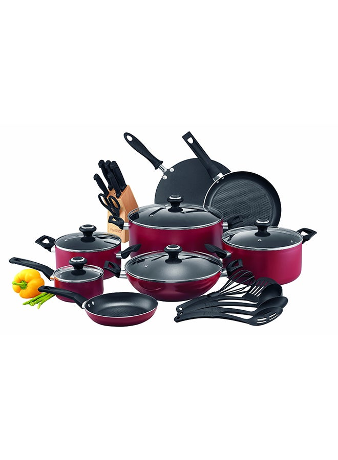 Prestige - 25-Piece Non-Stick Cookware Set + Single Infrared Cooker Black and Red 20Liters - Image 1