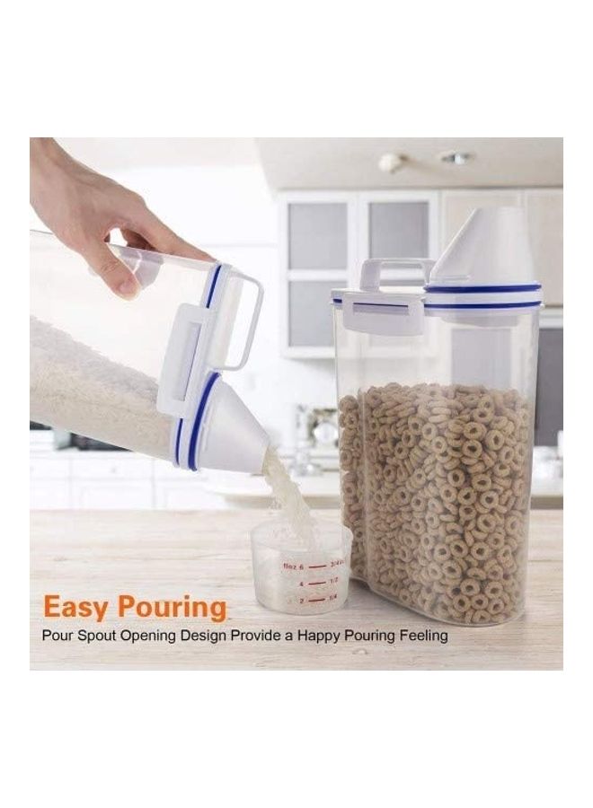 BGM 4-Piece Plastic Food Container With Measuring Cup And Lid Clear/White/Blue 1.5Liters  - Image 3