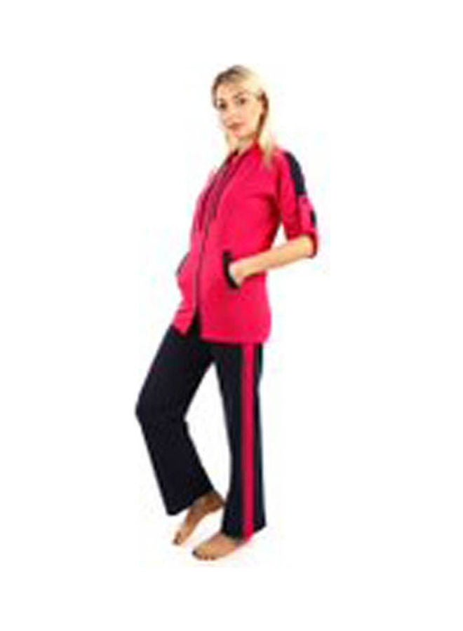 Caesar Likra Training Suit With Long Zipper Fuchsia 