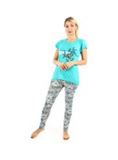 Printed With Pants Pajama Set Multicolour