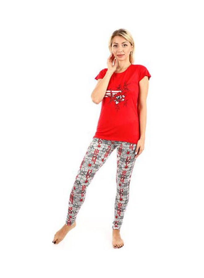 Caesar Printed With Pants Pajama Set Multicolour  - Image 1