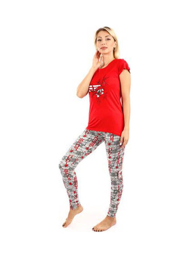 Caesar Printed With Pants Pajama Set Multicolour  - Image 3