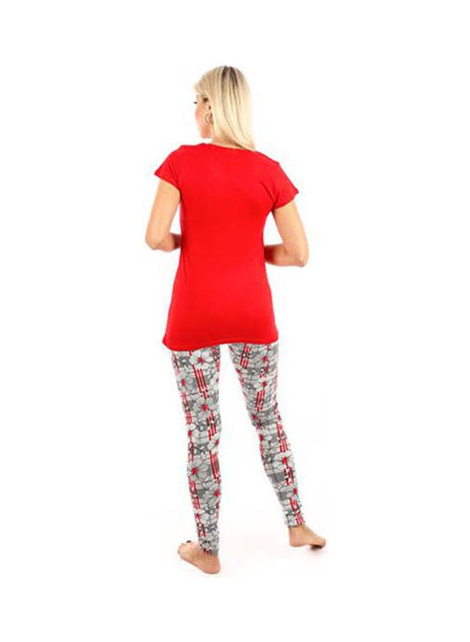 Caesar Printed With Pants Pajama Set Multicolour  - Image 4