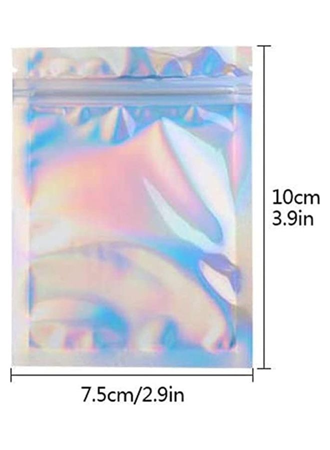 BGM 50-Piece Heat Sealable Holographic Zip Lock Bag Set Silver 10x7.5cm - Image 3