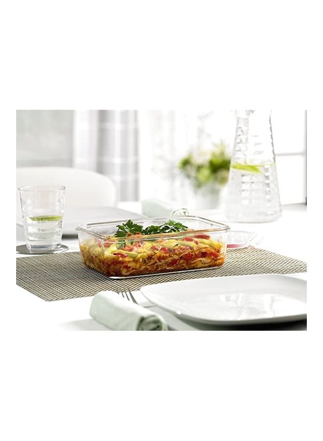 BGM Glass Square Food Container With Lid Clear/Pink - Image 2