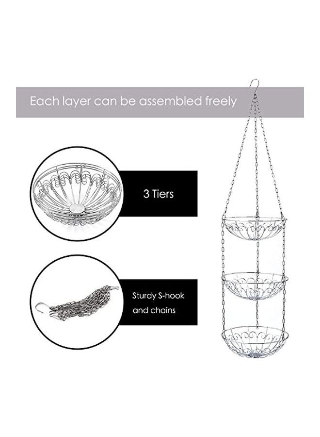 بي جي إم سلة فواكه للتعليق بـ3 طبقات فضي 28x125سم - Image 3