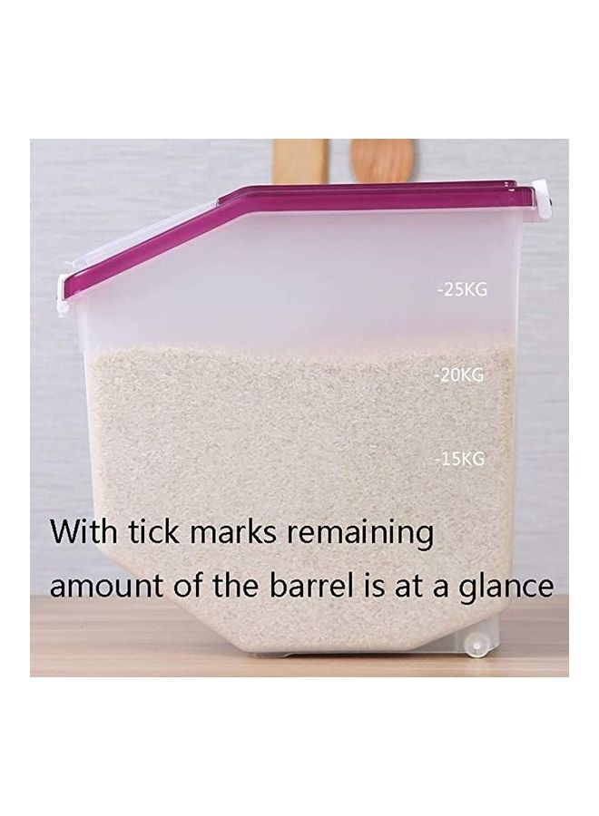 BGM - Rice Storage Container With Lid Clear/Purple 10kg - Image 1