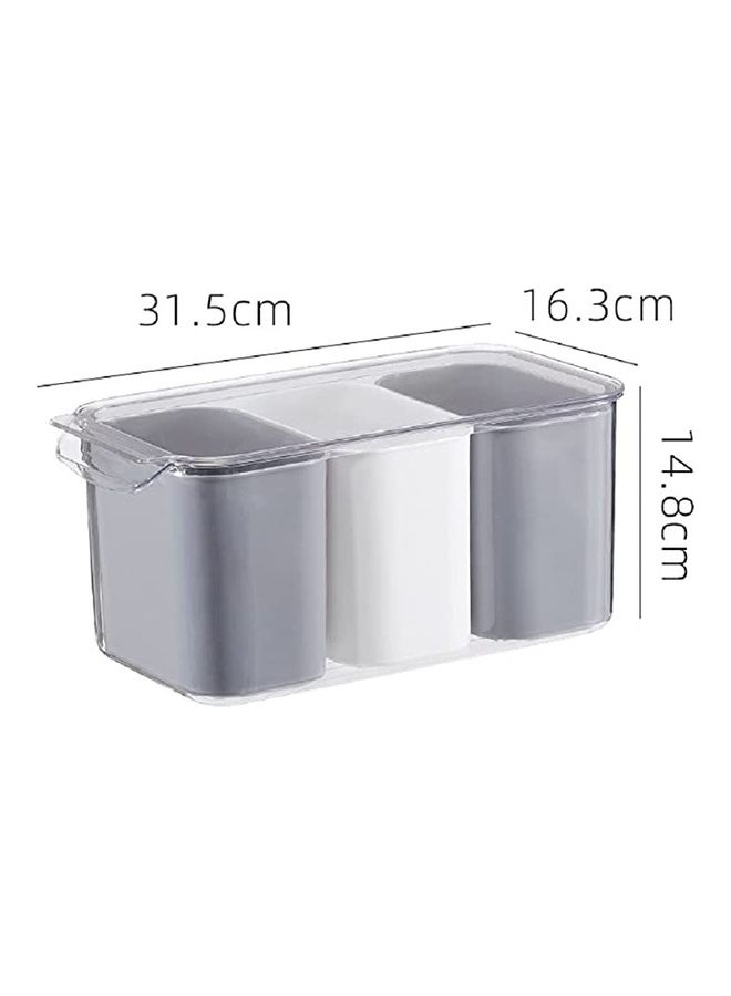 بي جي إم حَاوية تخزين الطعام مزودة ب 3 فتحات مع أغطية رمادي/ أبيض 31.5x16.3x14.8سم - Image 3