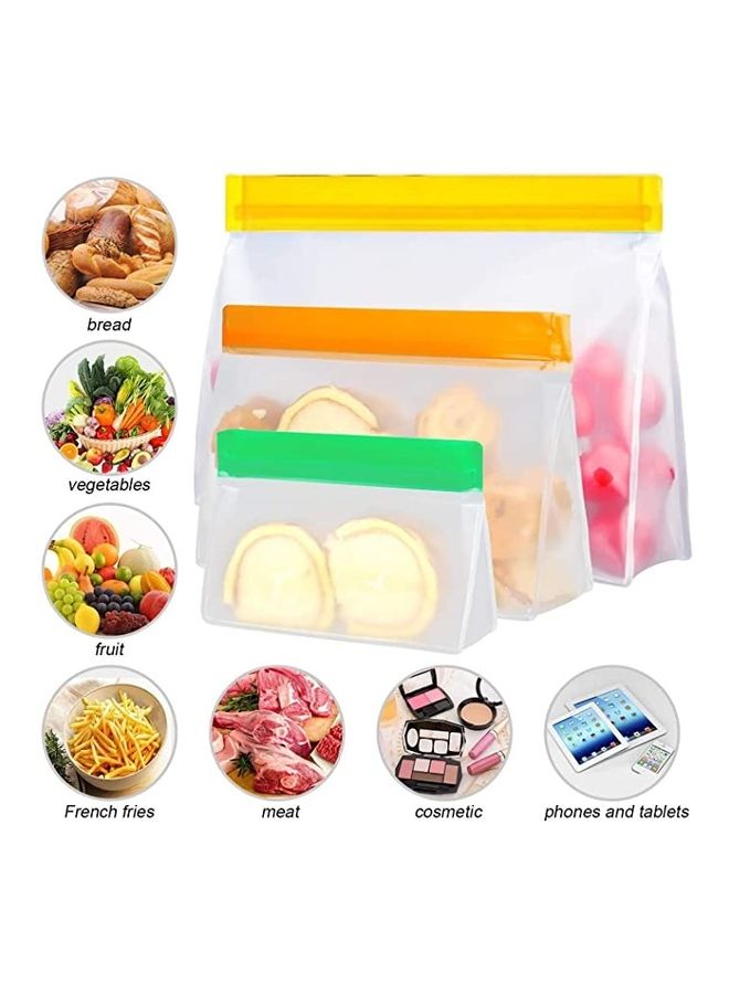بي جي إم أكياس تخزين قابلة لإعادة الاستخدام - حقيبة تخزين الطعام، أكياس غداء سميكة من السيليكون، أكياس تخزين بسحاب قابلة لإعادة الاستخدام، ختم مانع للتسرب، أكياس وجبات خفيفة بسحاب إغلاق من مادة PEVA المقاومة للتسرب، لحفظ اللحوم والساندويتشات والوجبات الخفيفة (8 عبوات) متعدد الألوان - Image 2