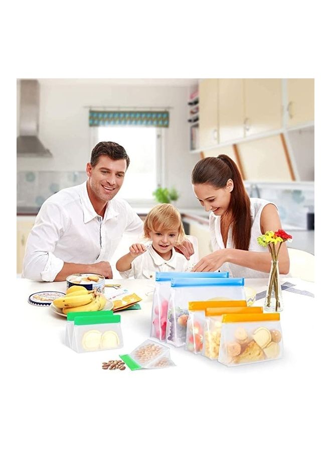 بي جي إم أكياس تخزين قابلة لإعادة الاستخدام - حقيبة تخزين الطعام، أكياس غداء سميكة من السيليكون، أكياس تخزين بسحاب قابلة لإعادة الاستخدام، ختم مانع للتسرب، أكياس وجبات خفيفة بسحاب إغلاق من مادة PEVA المقاومة للتسرب، لحفظ اللحوم والساندويتشات والوجبات الخفيفة (8 عبوات) متعدد الألوان - Image 3