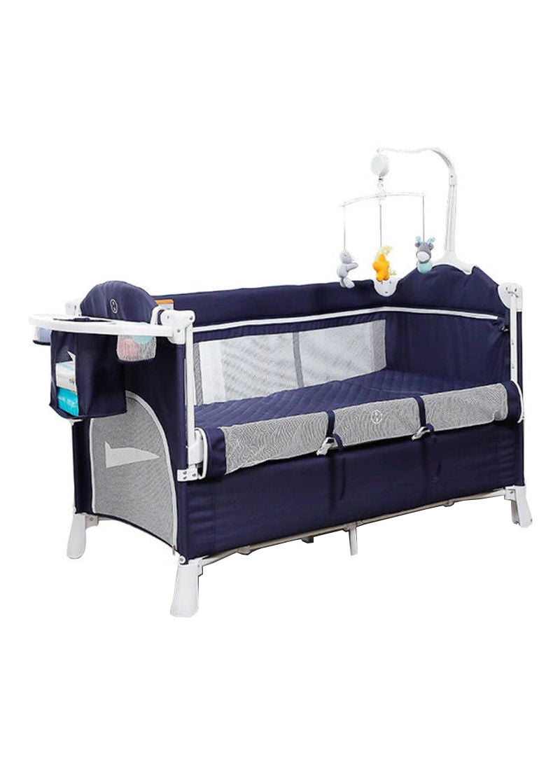 4 في 1 Baby Bedside Co - سرير للنوم وقفص لعب مع كرسي هزاز باللون الأزرق الداكن - v1630404120/N50567985A_1