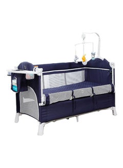 تيكنوم 4 في 1 Baby Bedside Co - سرير للنوم وقفص لعب مع كرسي هزاز باللون الأزرق الداكن  - Image 1