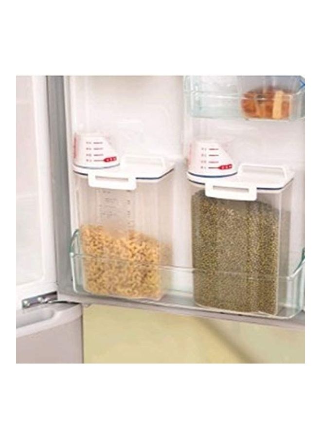 BGM - Food Container Storage Box With Measuring Cup And Lid Clear/White/Blue 2.5Liters - Image 1
