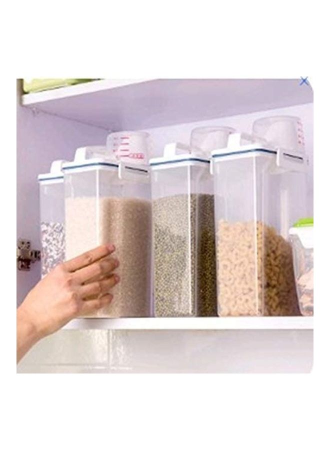 BGM - Food Container Storage Box With Measuring Cup And Lid Clear/White/Blue 2.5Liters - Image 1