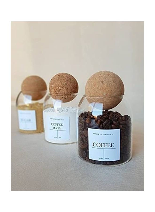 بي جي إم مرطَبان شفاف من زجاج البوروسيليكات لتخزين الطعام شفاف/بني 500ملليلتر - Image 3