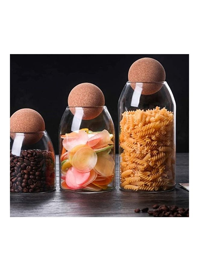 BGM Upkoch 3pcs Glass Food Storage Jar Transparent Borosilicate Airtight Sealed Can Container Canister With Cork For Spices Sugar Coffee Cookies Candy, 2092g- 23-8, 2092g 23-8, 9.6x9.6x10cm Multicolour