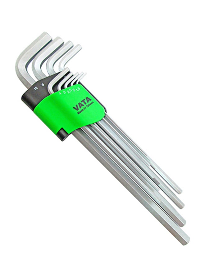 فاتا طقم مفاتيح ربط سداسية بذراع طويلة من 9 قطع فضي - Image 1