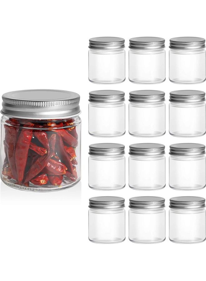 FUFU - 12-Piece Mason Jar With Lid Set Clear/Silver 250ml - Image 1