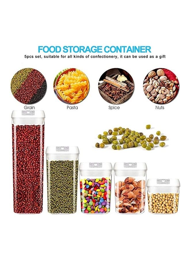 BGM 5-Piece BPA Free Airtight Food Storage Containers Set With Lids Clear/White - Image 2