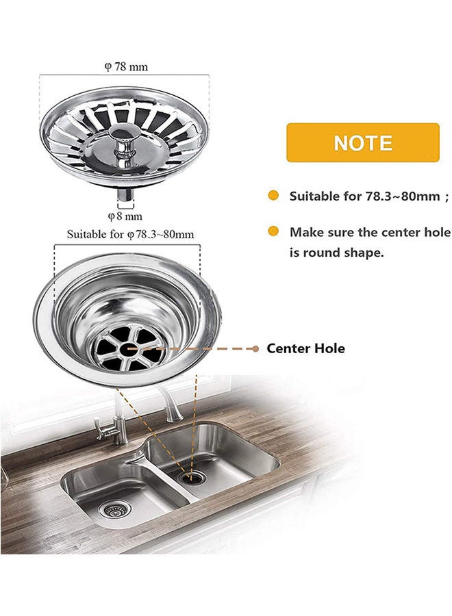 Sink Drainer Filter Silver 7.8x7.8x4cm  - Image 2