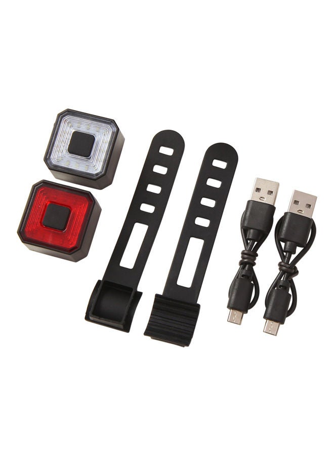 طقم مصابيح خلفية للدراجة قابلة للشحن بمنفذ USB مزود بملحقات - مكون من قطعتين - Image 1