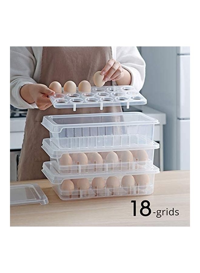 بي جي إم حامل بيض من 18 فتحة مع غطاء للثلاجة شفاف 34x22.5x8سم - Image 3