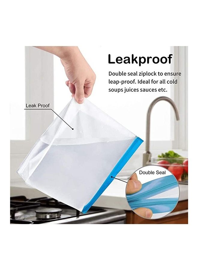 BGM 5-Piece Reusable Food Storage Bags Clear/Green Large: 10x7.3x2 inch, Medium: 8x5.7x2 inch, Small: 6x 4.1x 2 inch - Image 3