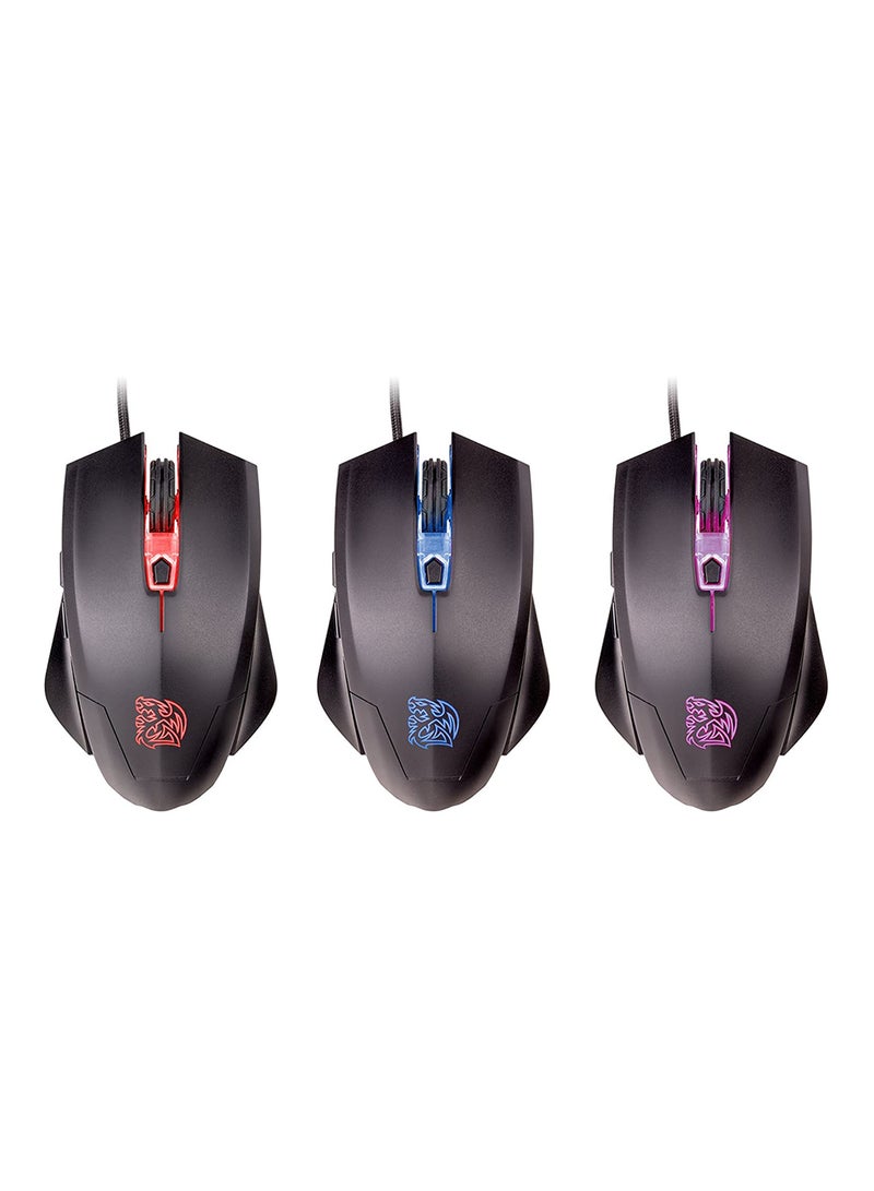 Thermaltake - eSPORTS Knucker 4-in-1 Gaming Kit - 3 Color Membrane Keyboard, 2400 DPI Avago 5050 Optical Gaming Mouse, Headset & Mouse Pad Combo Kit Black - Image 1