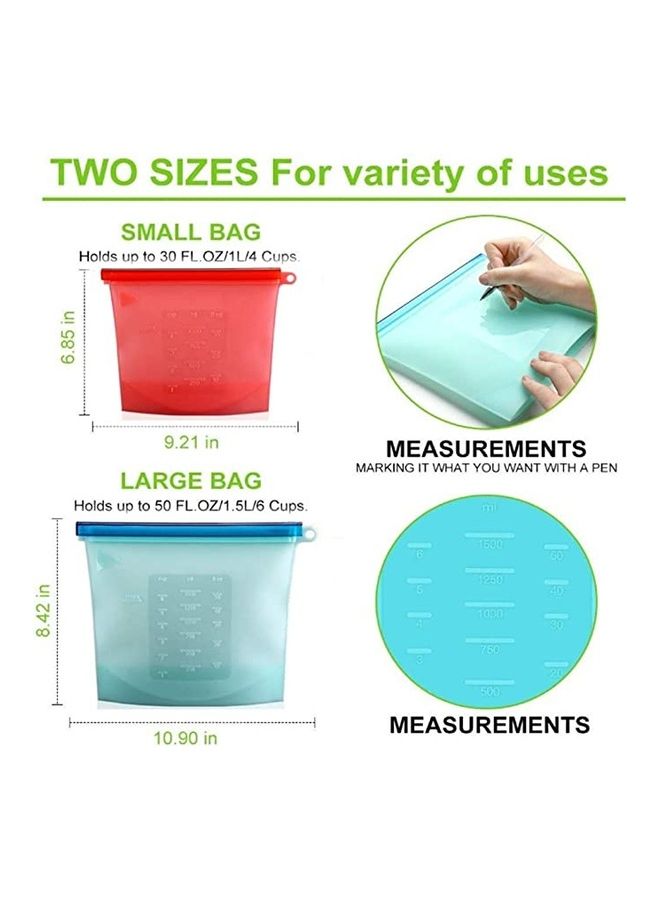 BGM 4-Piece Reusable Silicone Food Bags Multicolour - Image 3