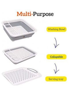 Basin Strainer And Foldable Silicone Dish Rack Multicolour 30x35cm