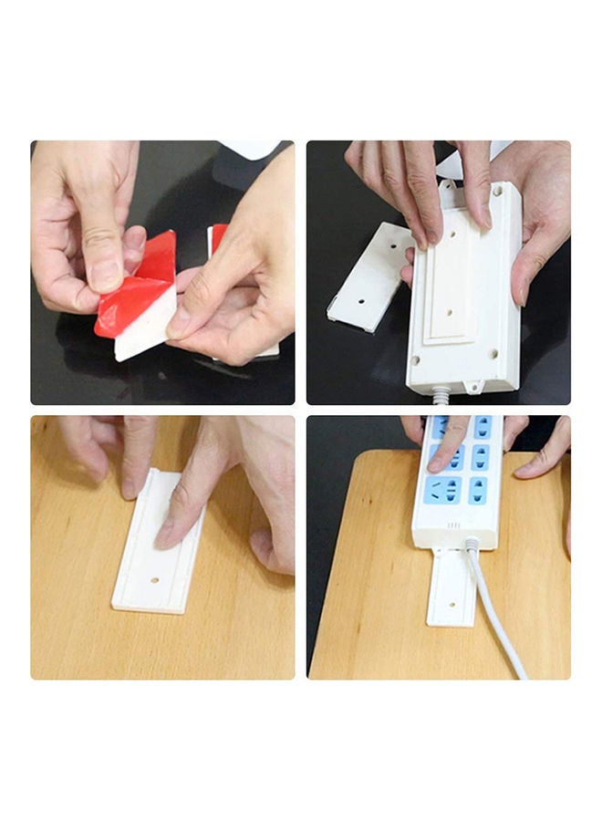 3-Piece Self Adhesive Wall Mount Power Strip Fixator Set White 10x4cm  - Image 3