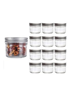 FUFU 12-Piece Mason Jar With Lid Set Clear/Silver 100ml  - Image 1