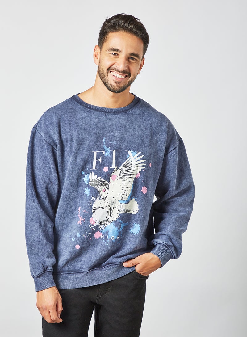 STATE 8 Tie-Dye Print Sweatshirt Navy  - Image 1