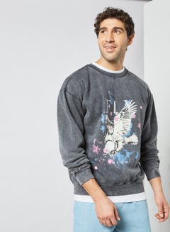 Tie-Dye Print Sweatshirt Grey