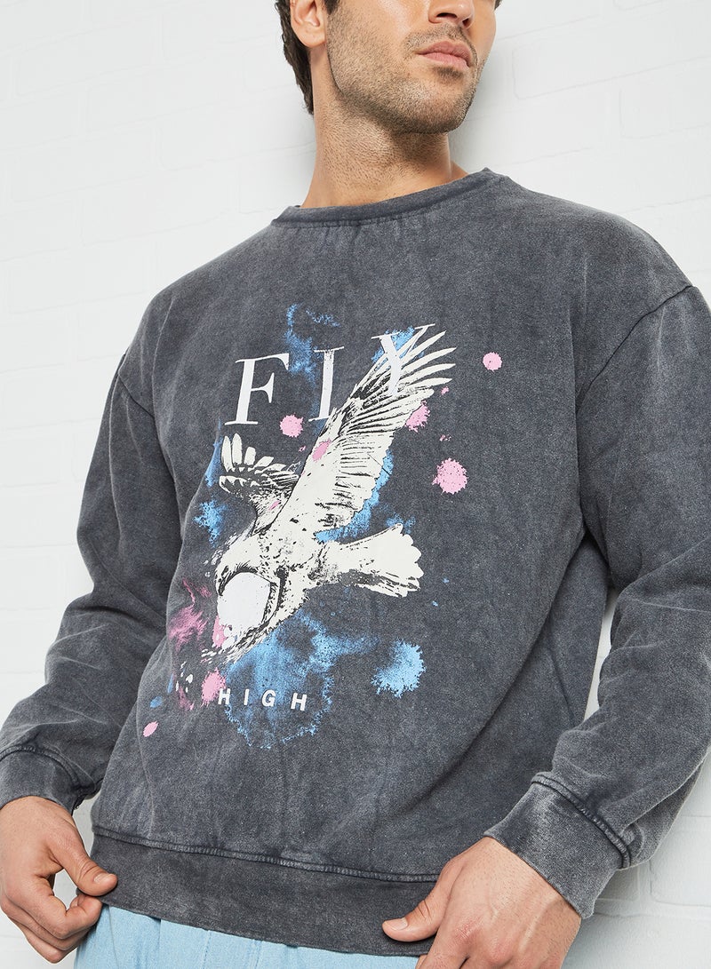 STATE 8 - Tie-Dye Print Sweatshirt Grey - Image 1