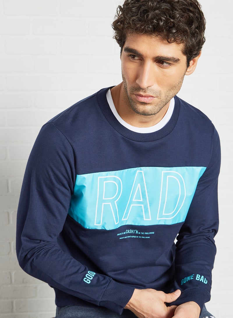 HIGHLANDER Text Print Sweatshirt Blue  - Image 4