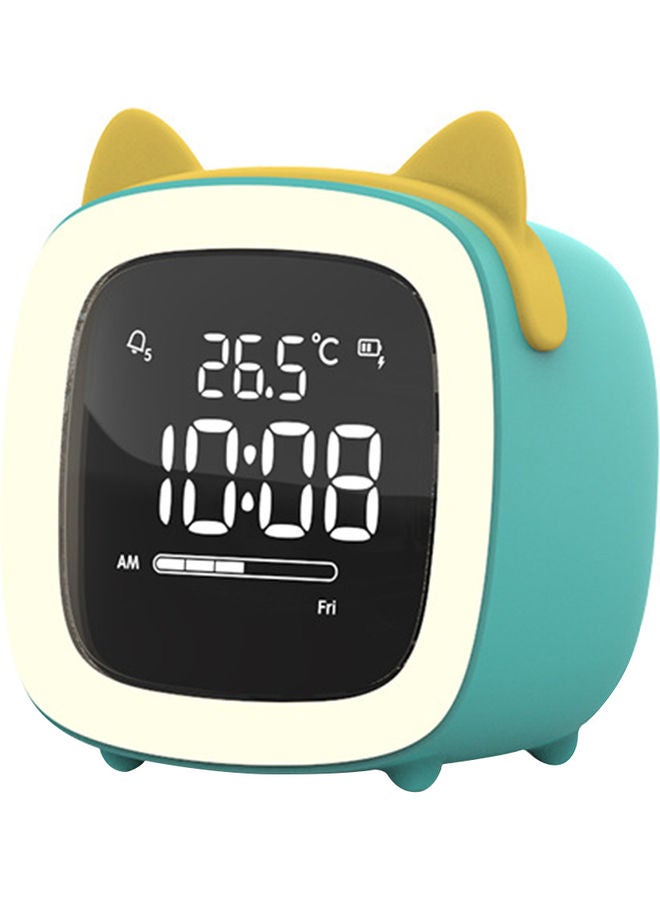 Cartoon Rabbit Ear Shape Rechargeable Digital Display LED Nigh Light Alarm Clock Blue Cat Ear 14.5x11.2x10cm - Image 1